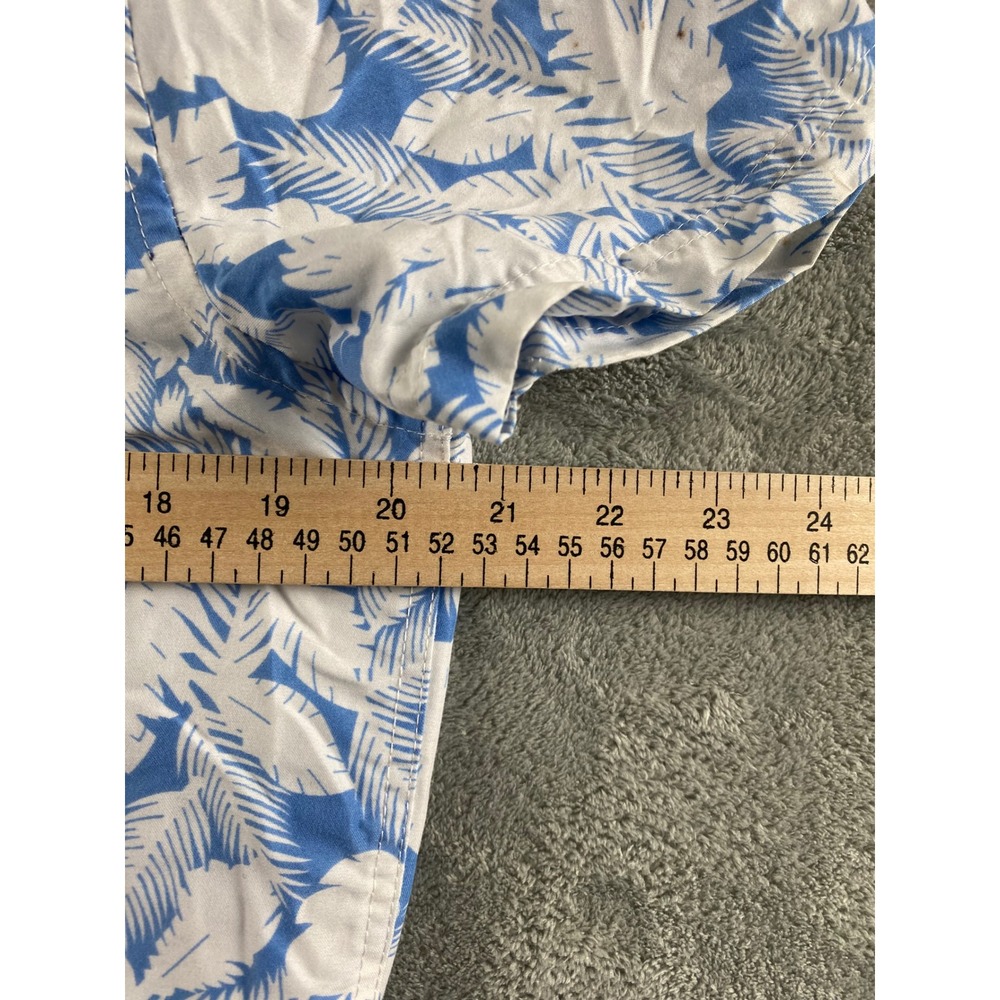 International Report Mens Small Blue White Palm Leaf Tropical Button Down Shirt - Picture 4 of 8
